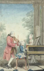 Leopold Mozart (1719-87) y sus hijos Wolfgang Amadeus (1756-91) y Maria Anna (1751-1829) 1777